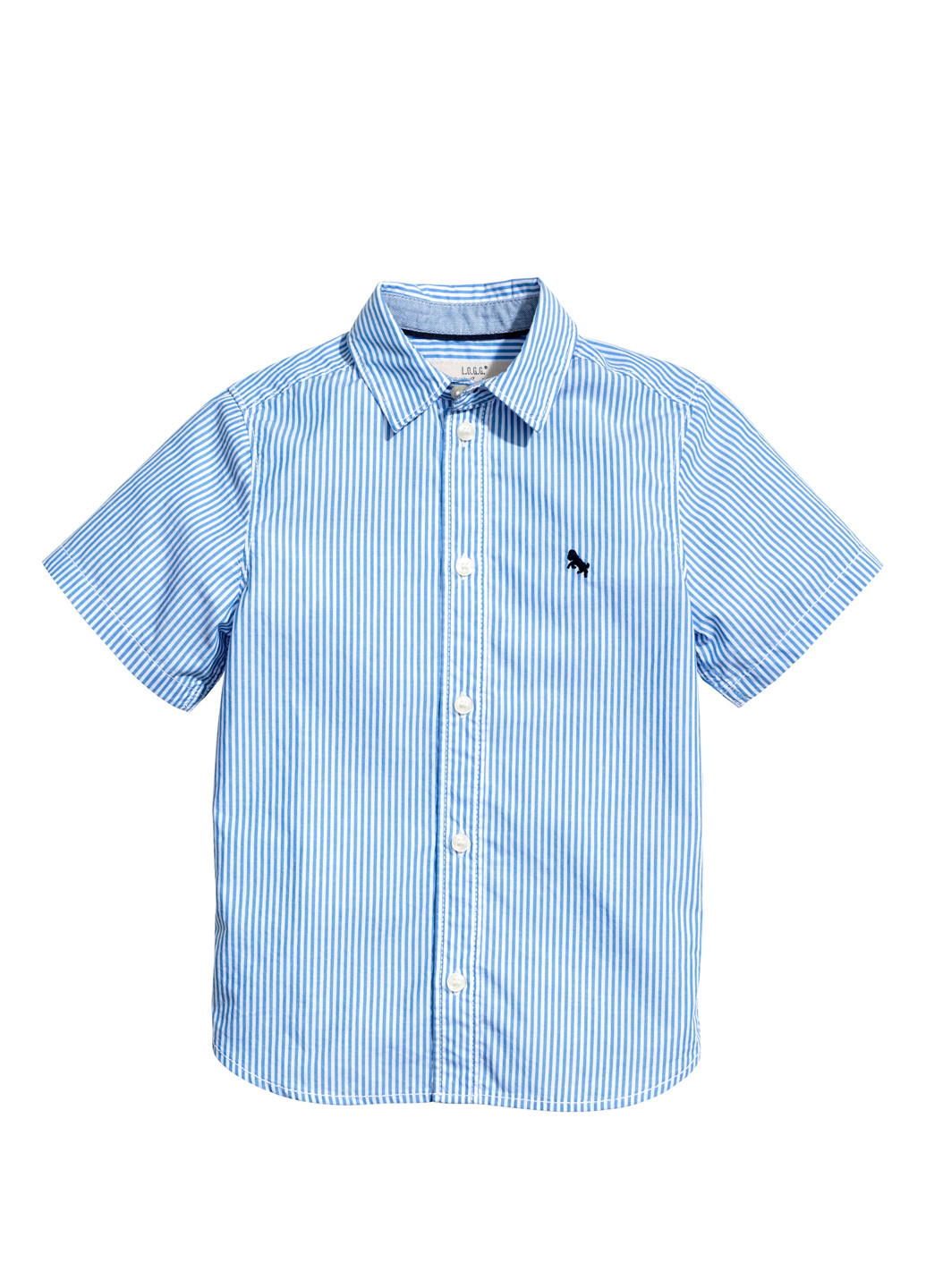 Голубой кэжуал рубашка в полоску H&M с коротким рукавом