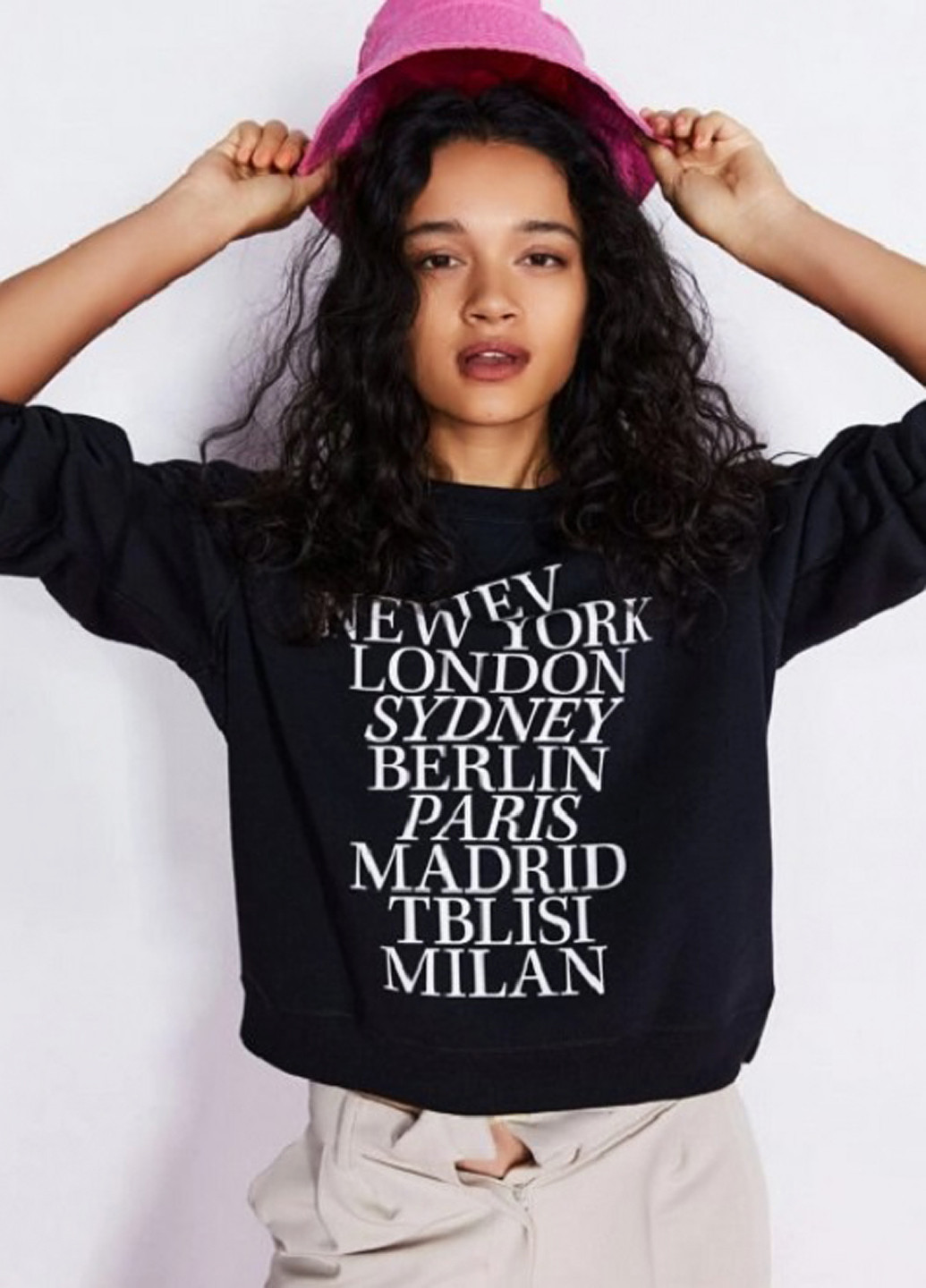 Чорний світшот H&M напис без декору (299501376)