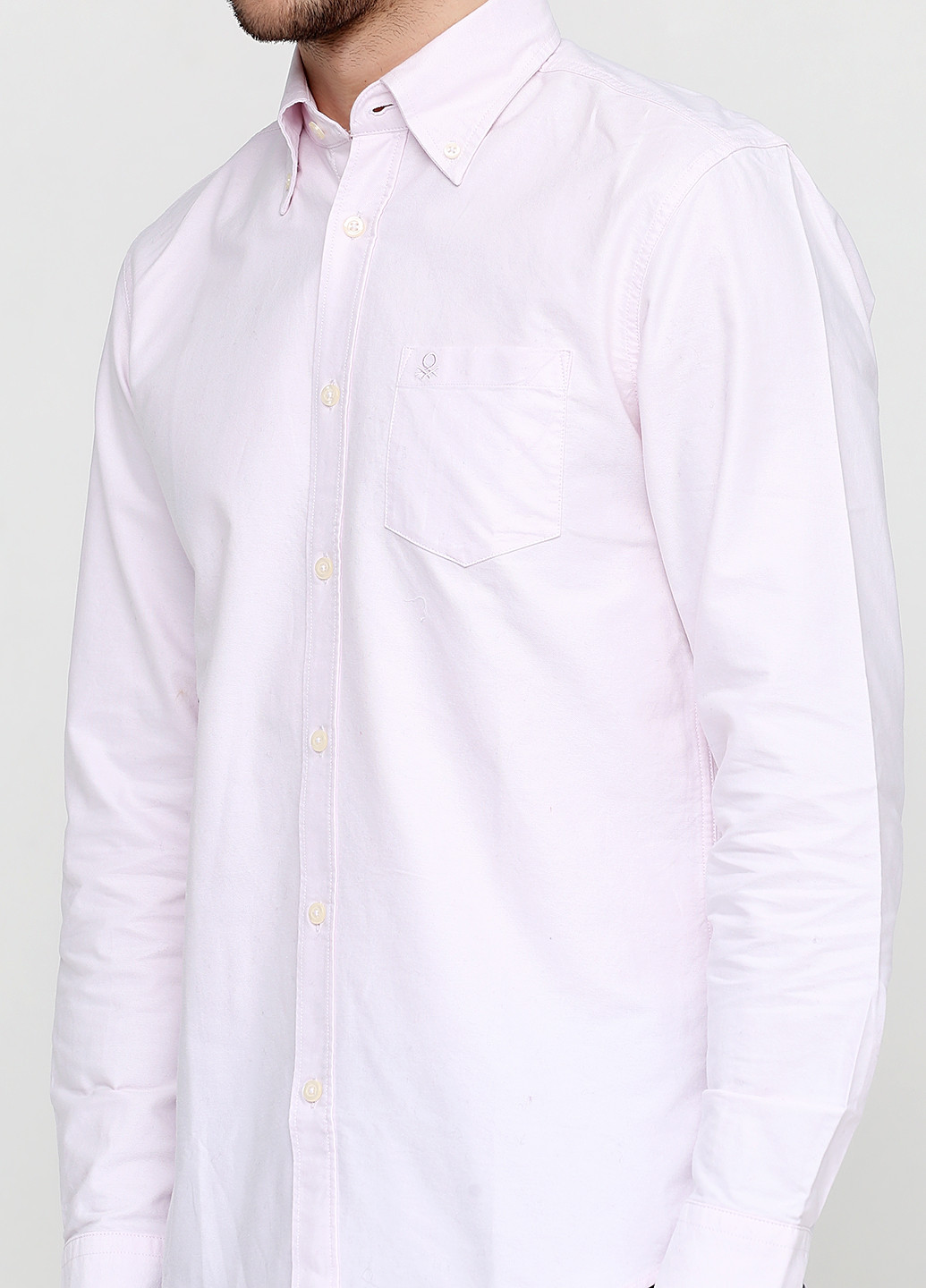 Светло-розовая кэжуал рубашка однотонная United Colors of Benetton с длинным рукавом
