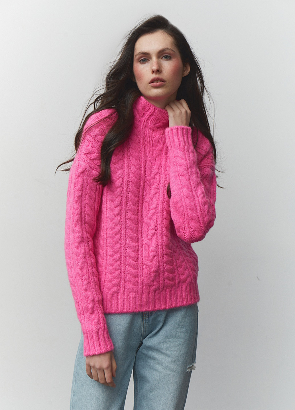 Рожевий зимовий светр в'язаний джемпер Papaya