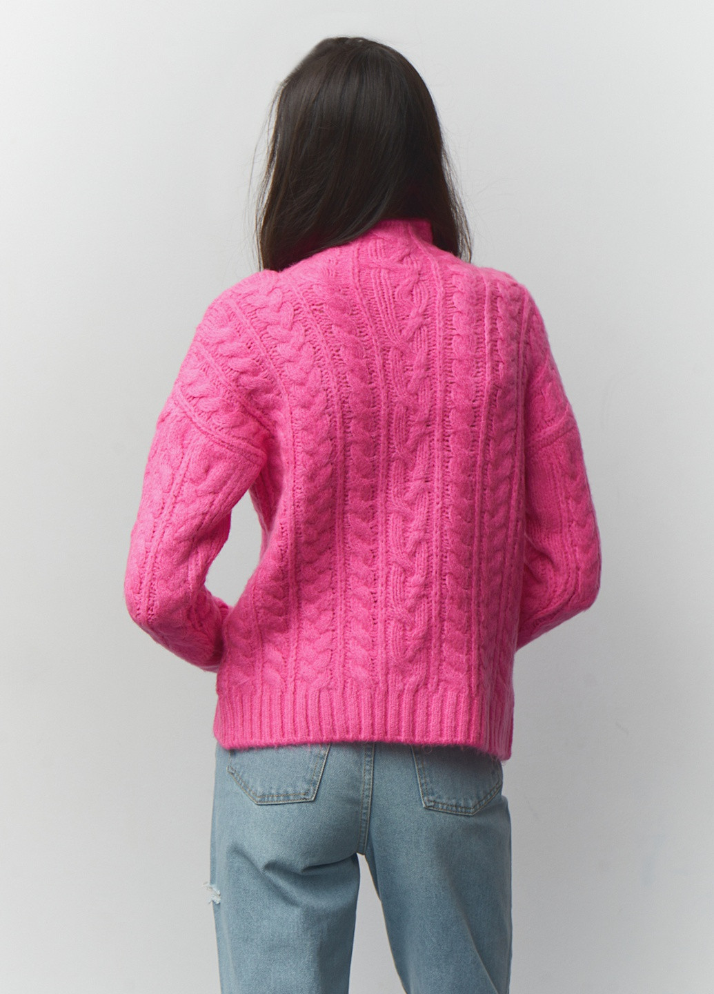 Розовый зимний свитер вязаный джемпер Papaya