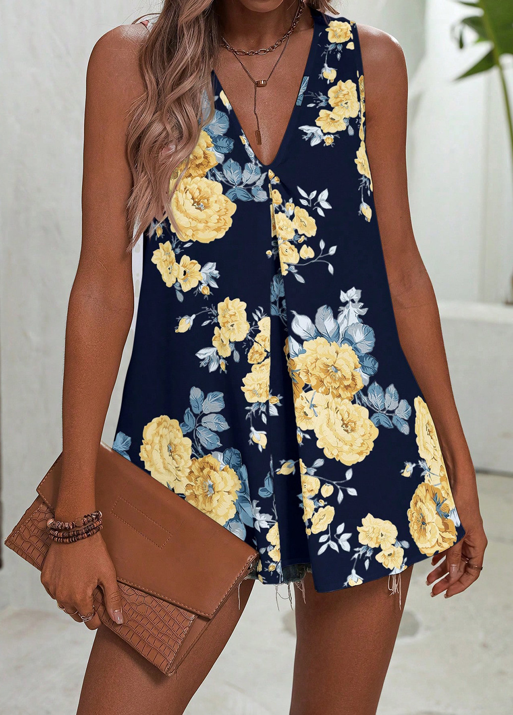 Темно-синя блуза SHEIN