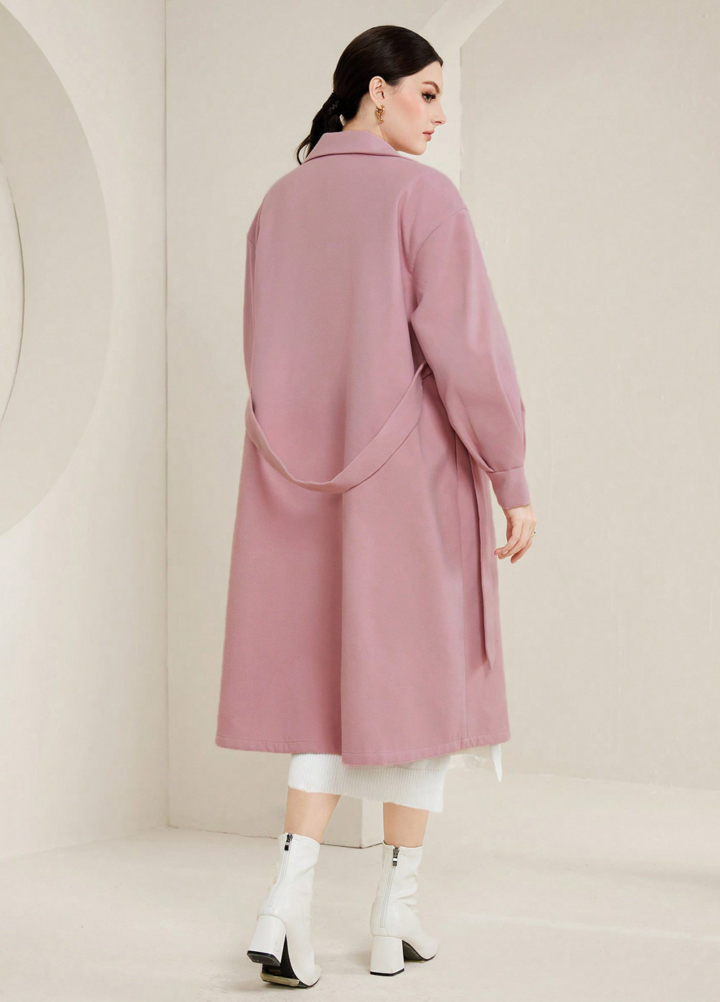 Розовое демисезонное Пальто однобортное SHEIN