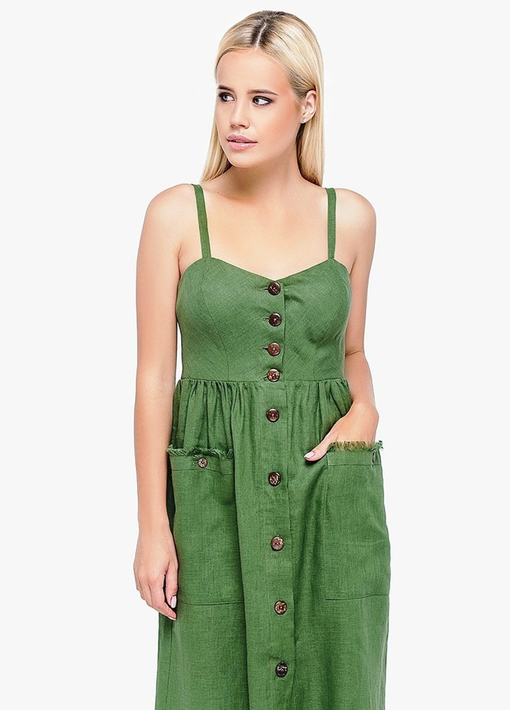 Зеленое кэжуал платье MORANDI однотонное