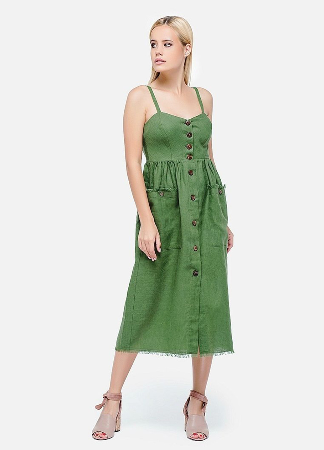 Зеленое кэжуал платье MORANDI однотонное