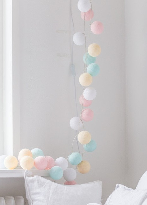 Тайська гірлянда з ниткових кульок Pastel 35 шт, 5.5 м Cotton Ball Lights 402755 (252644060)