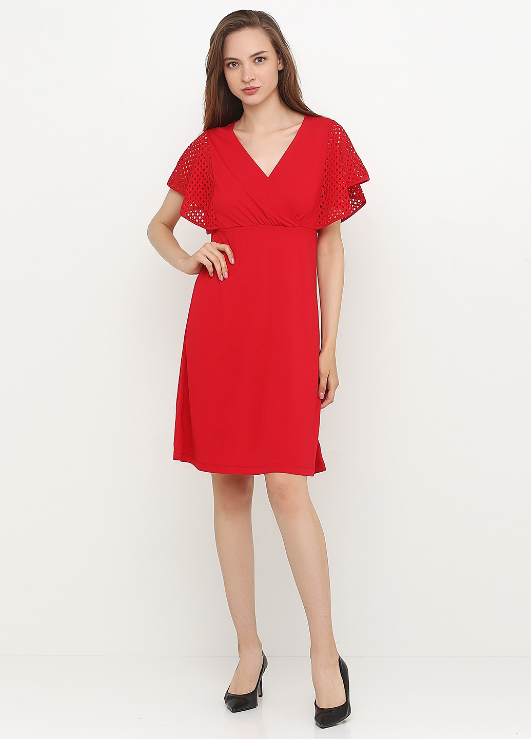 Красное кэжуал платье в стиле ампир Mark