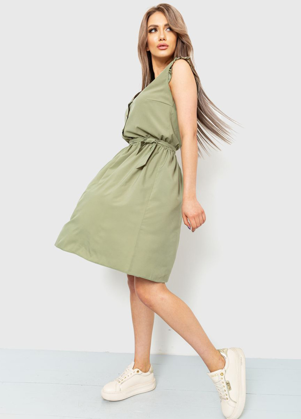 Оливковое кэжуал платье рубашка Ager однотонное