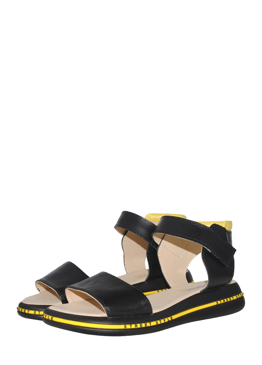 Черные босоножки r350 черный-жёлтый Eleni