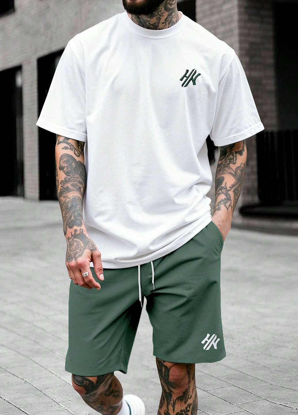 Комбінований літній комплект (футболка, шорти) SHEIN