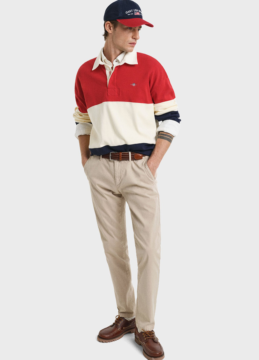 Бежевые кэжуал демисезонные зауженные брюки Gant