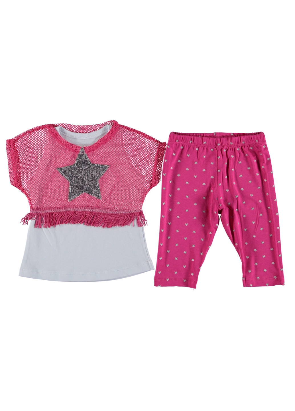 Рожевий демісезонний комплект (майка, накидка, брюки) Aycity