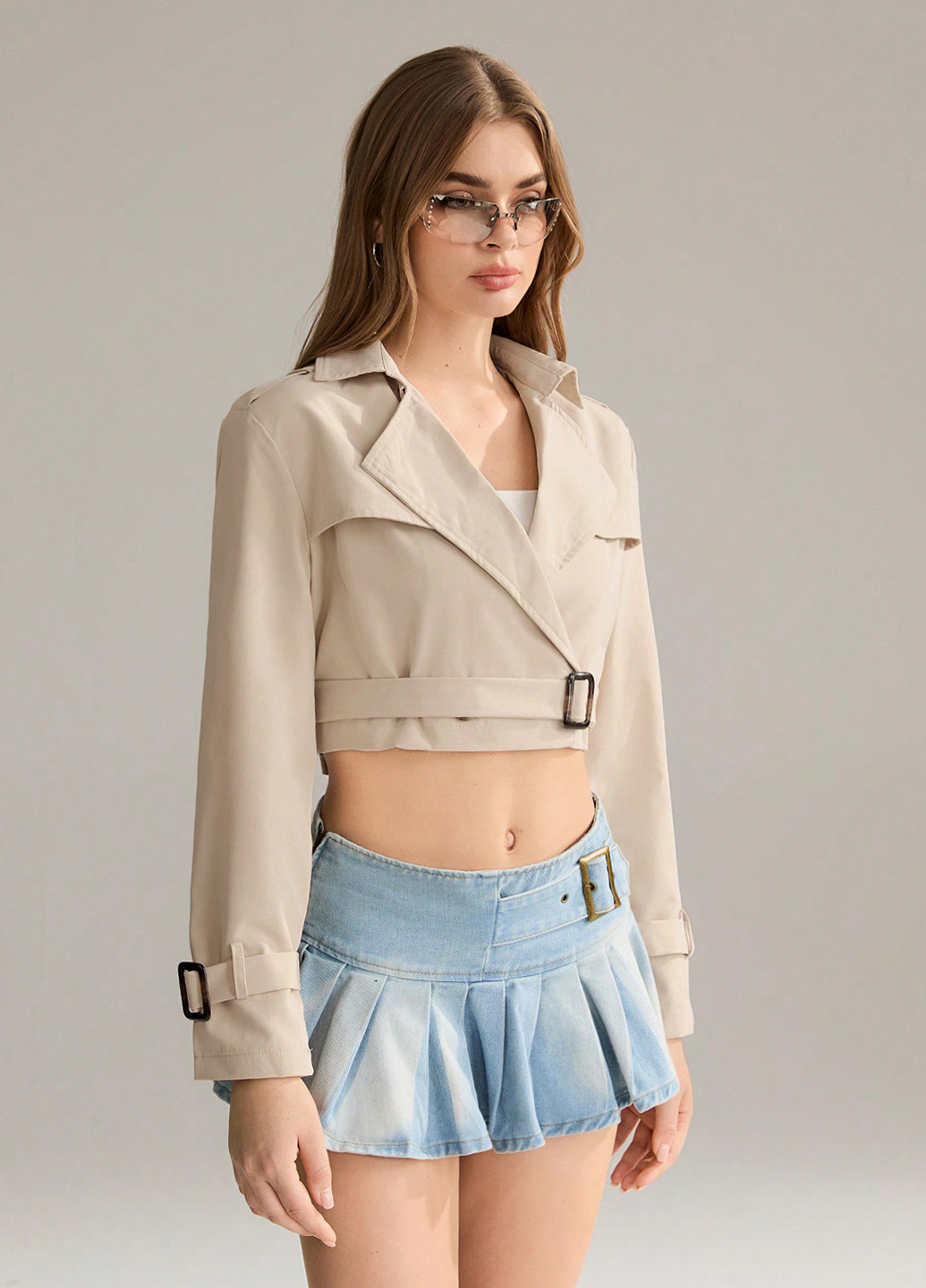 Кремова демісезонна куртка куртка-піджак SHEIN