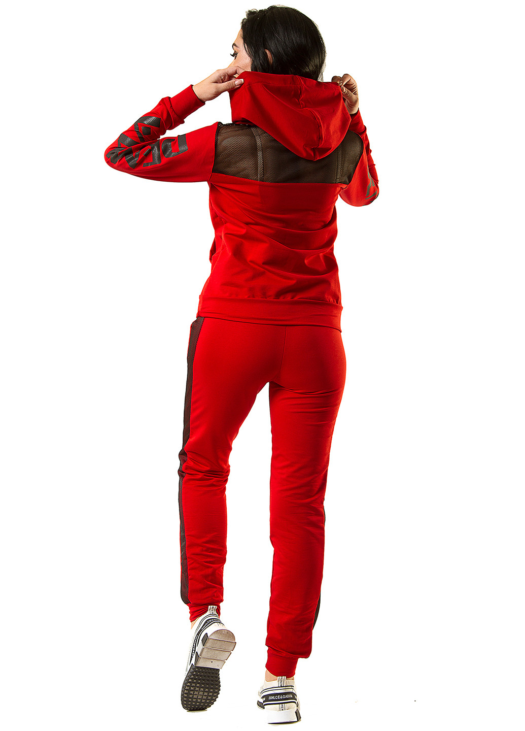 Костюм (худі, брюки) Demma напис червоний спортивний трикотаж