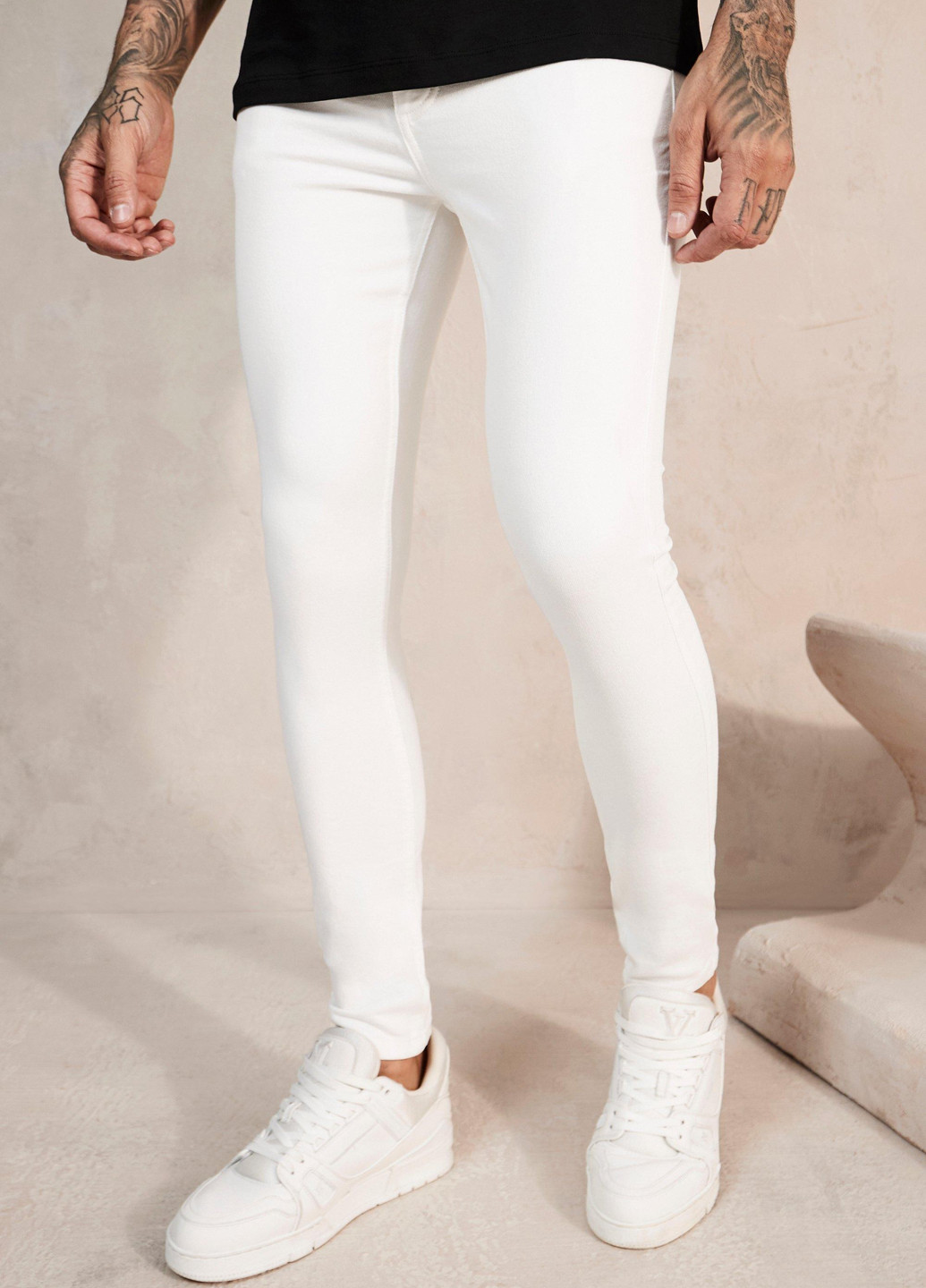 Белые демисезонные скинни джинсы Boohoo
