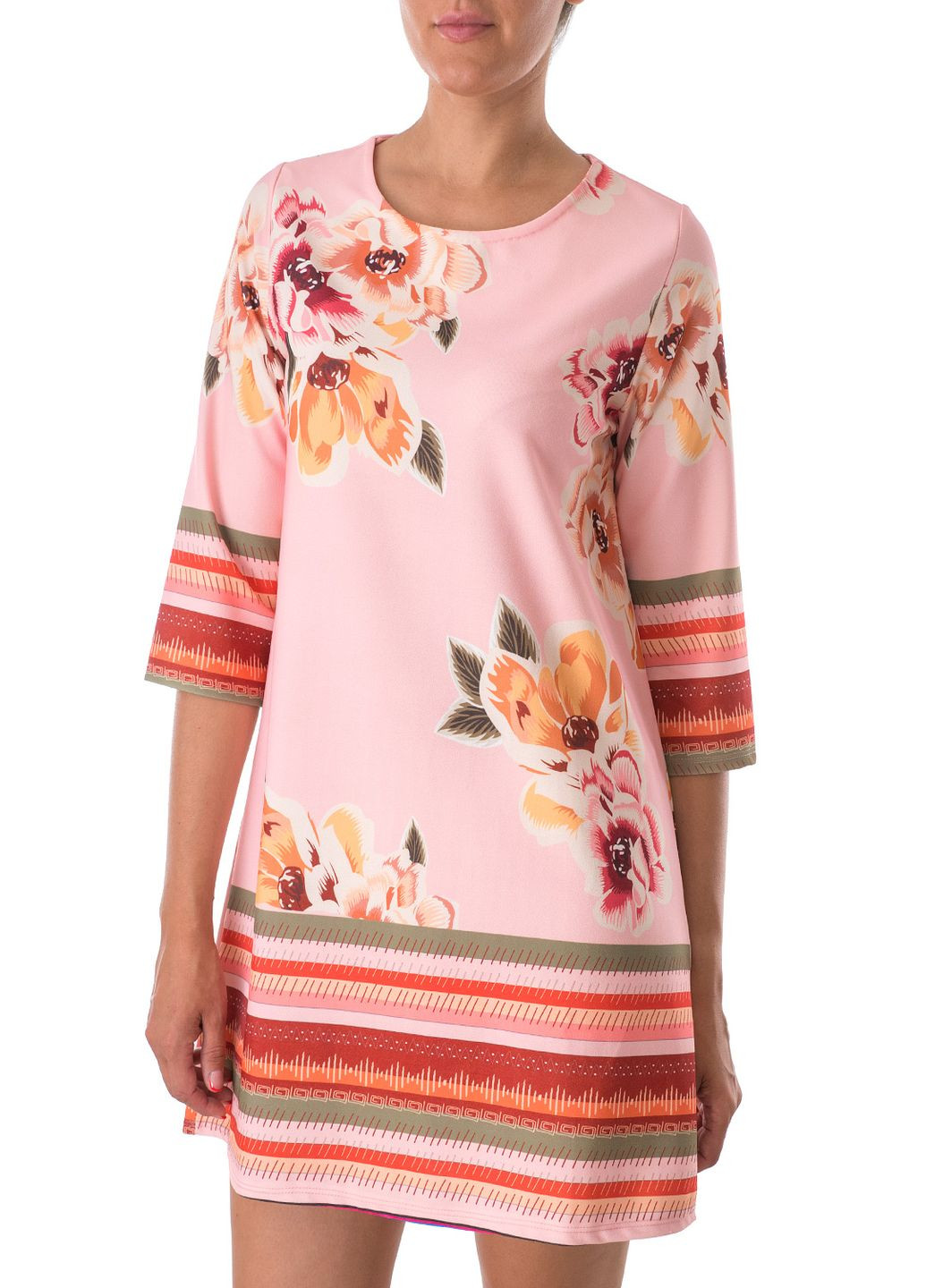 Розовое кэжуал платье Miss Miss с цветочным принтом