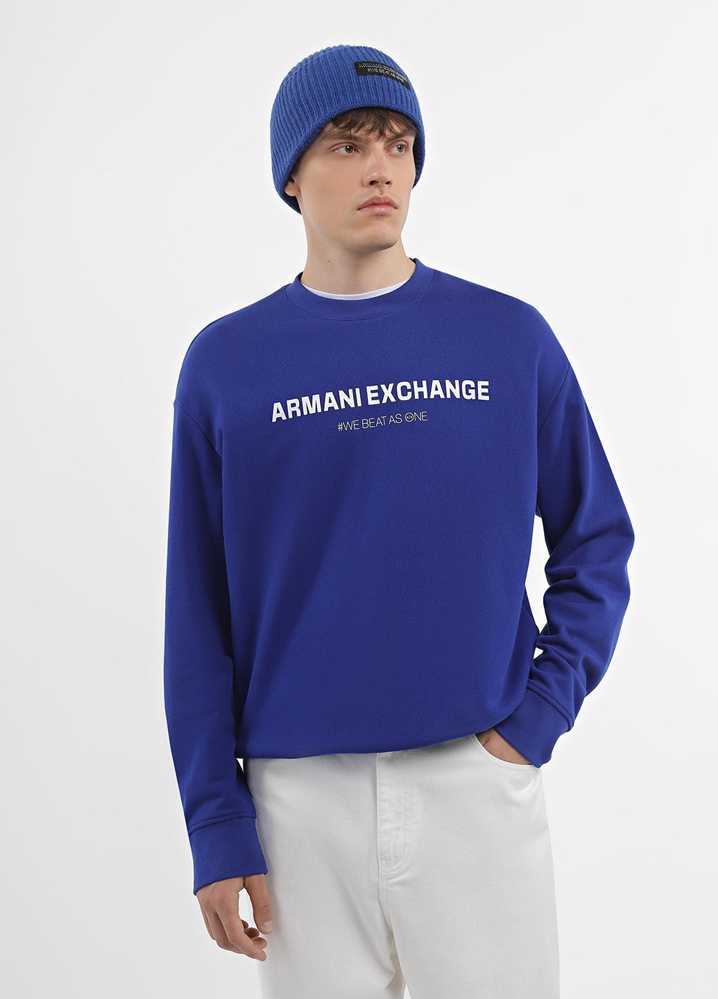 Синій світшот Armani Exchange логотип без декору (365697309)