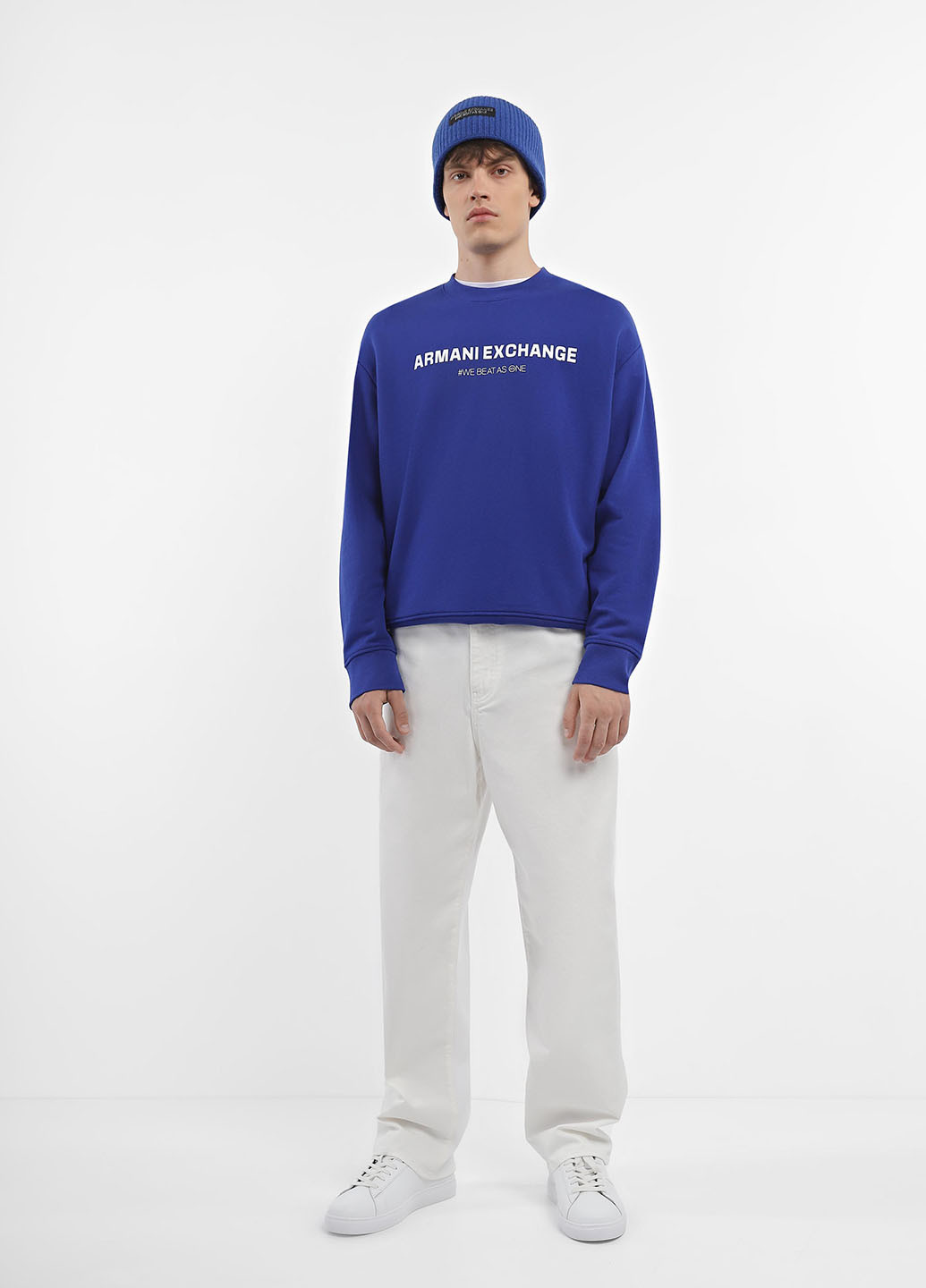 Синій світшот Armani Exchange логотип без декору (365697309)