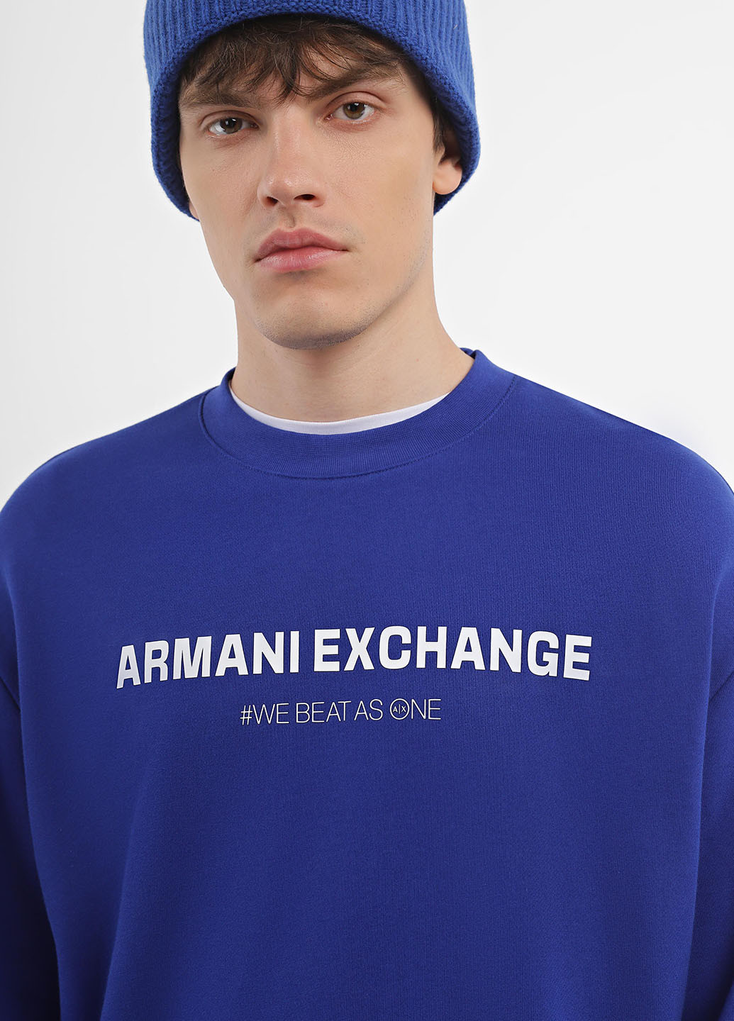 Синій світшот Armani Exchange логотип без декору (365697309)