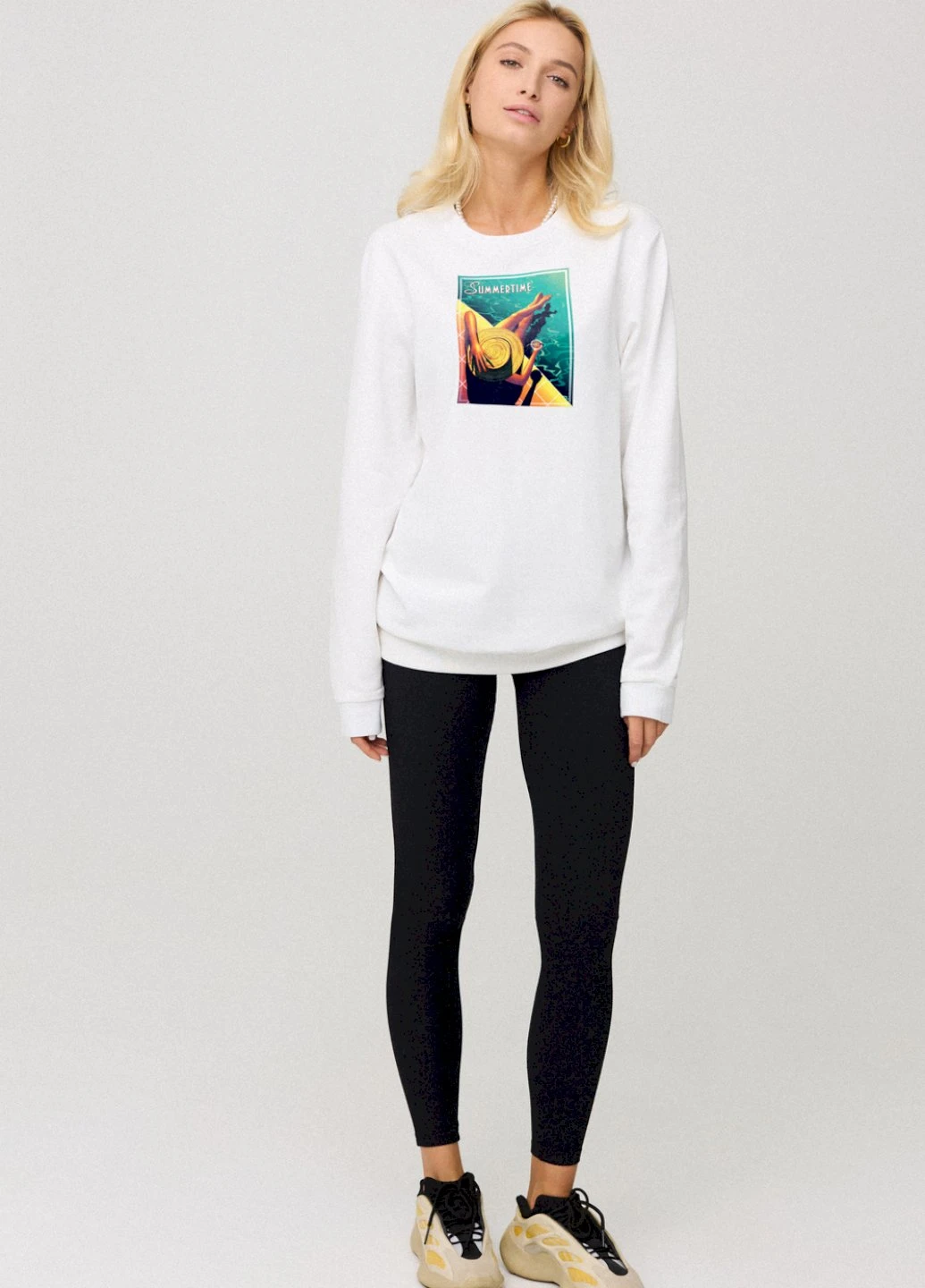 Белый світшот жіночий oversize /no flis/ YAPPI (254658598)