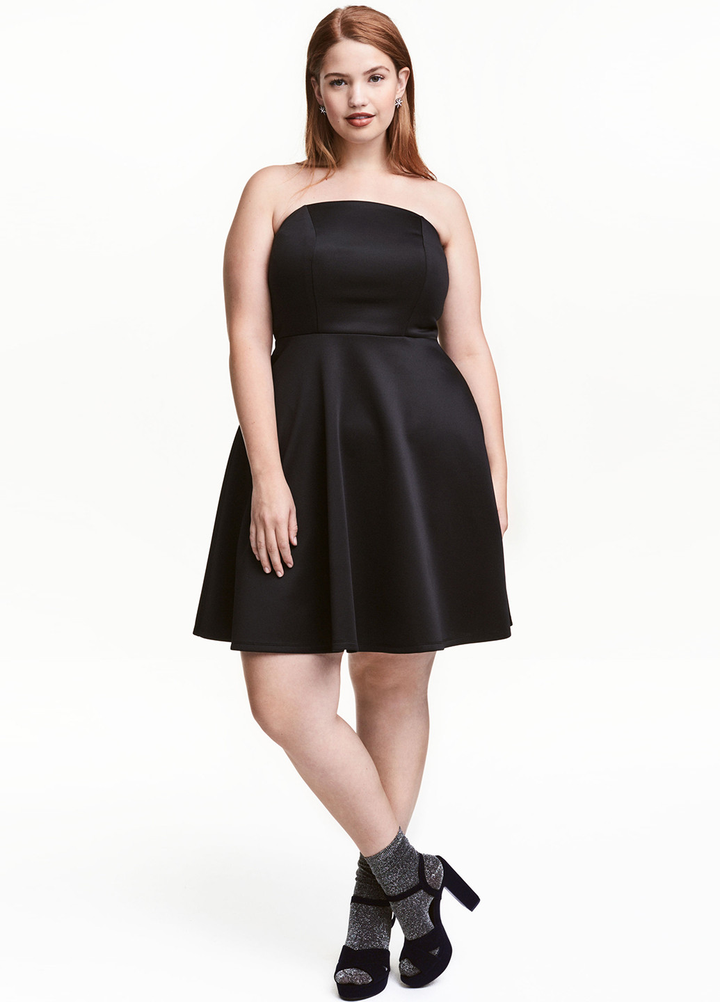 Черное кэжуал платье бандо H&M