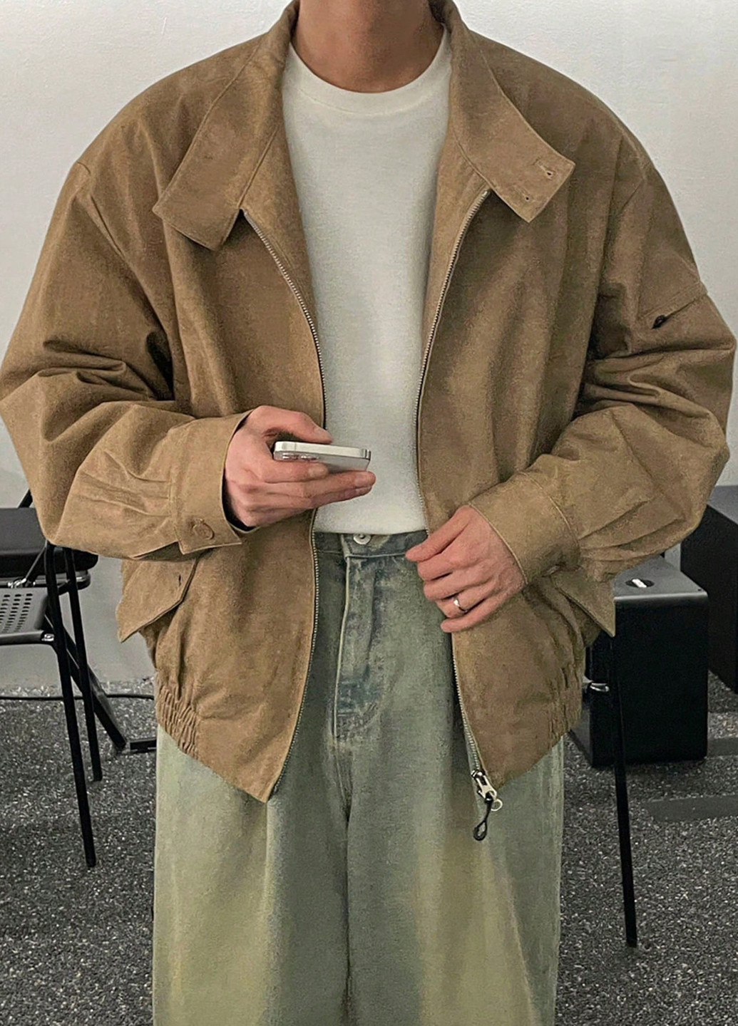 Темно-бежевая демисезонная куртка SHEIN