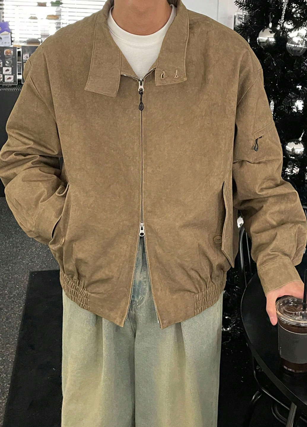 Темно-бежевая демисезонная куртка SHEIN