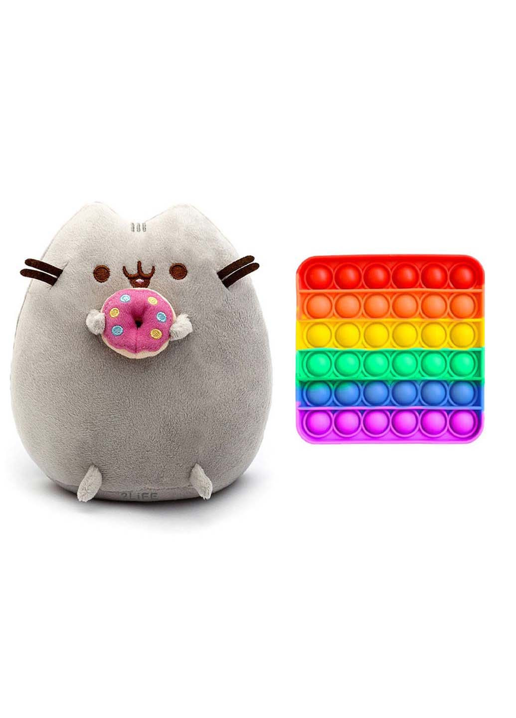 Набор мягкая игрушка кот с пончиком Пушин кэт 18 х 12 см и Игрушка антистресс Pop It ST (256544184)