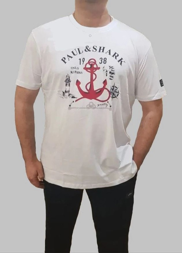 Біла футболка чоловіча з коротким рукавом Paul & Shark