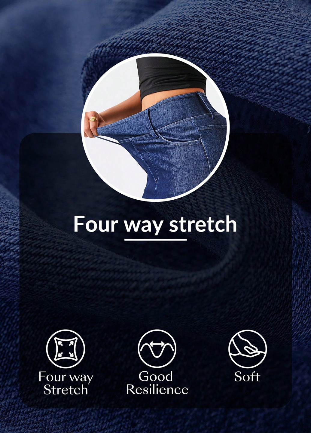 Темно-синяя джинсовая, кэжуал однотонная юбка SHEIN