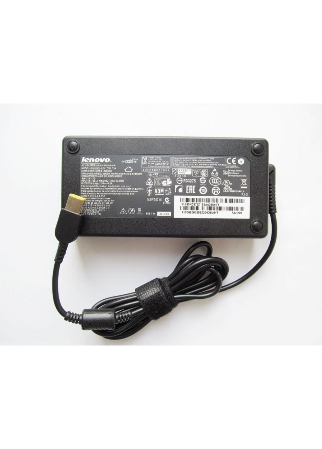 Блок живлення до 170W 20V 20V, 8.50A, прямокутний роз'єм (PIN-код всередині) Slim (A40274) Lenovo 170W 20V, 8.50A, Rectangular Connector (pin inside (250053770)