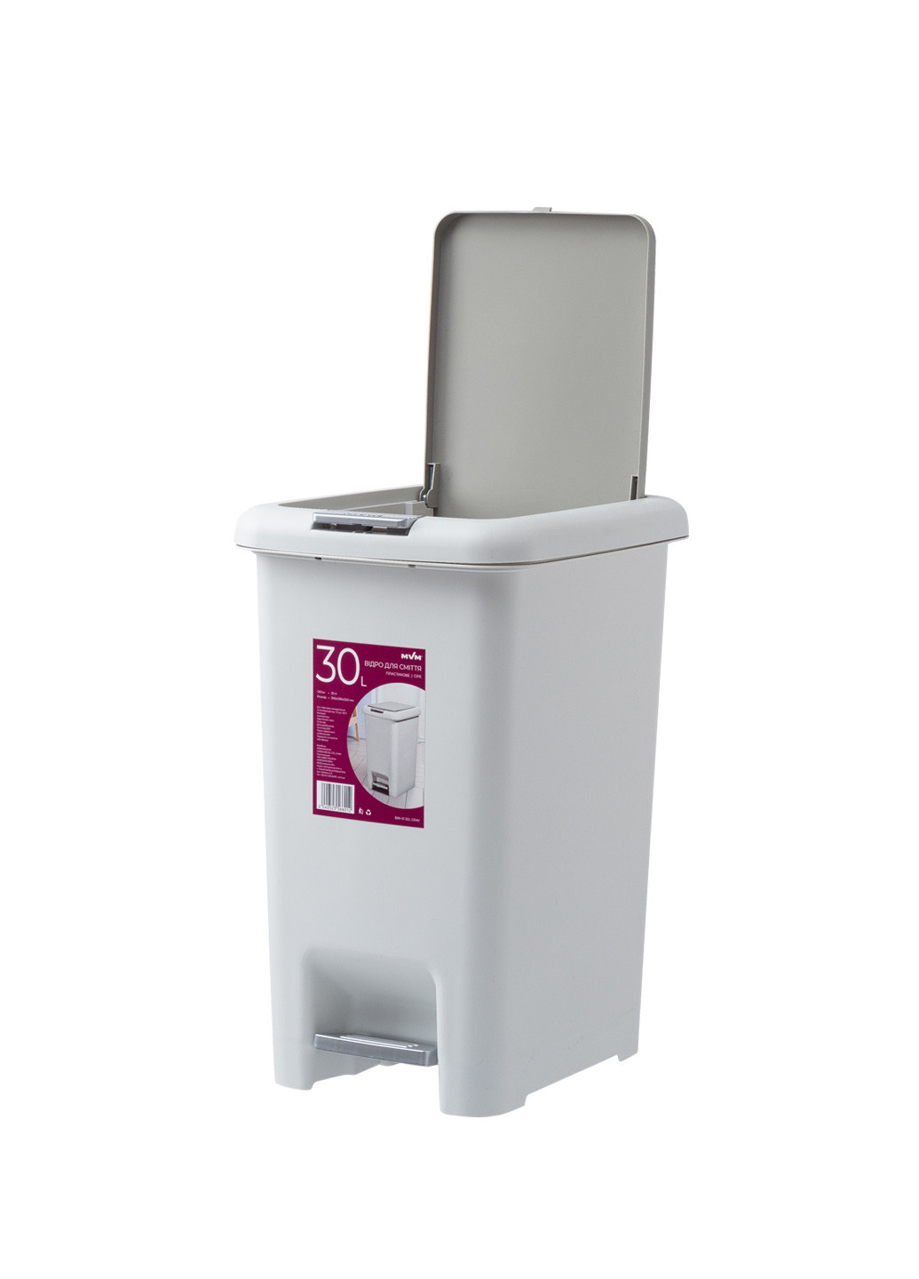 Відро для сміття з кришкою та педаллю, 30 л 39х29х50 см MVM (213444086)