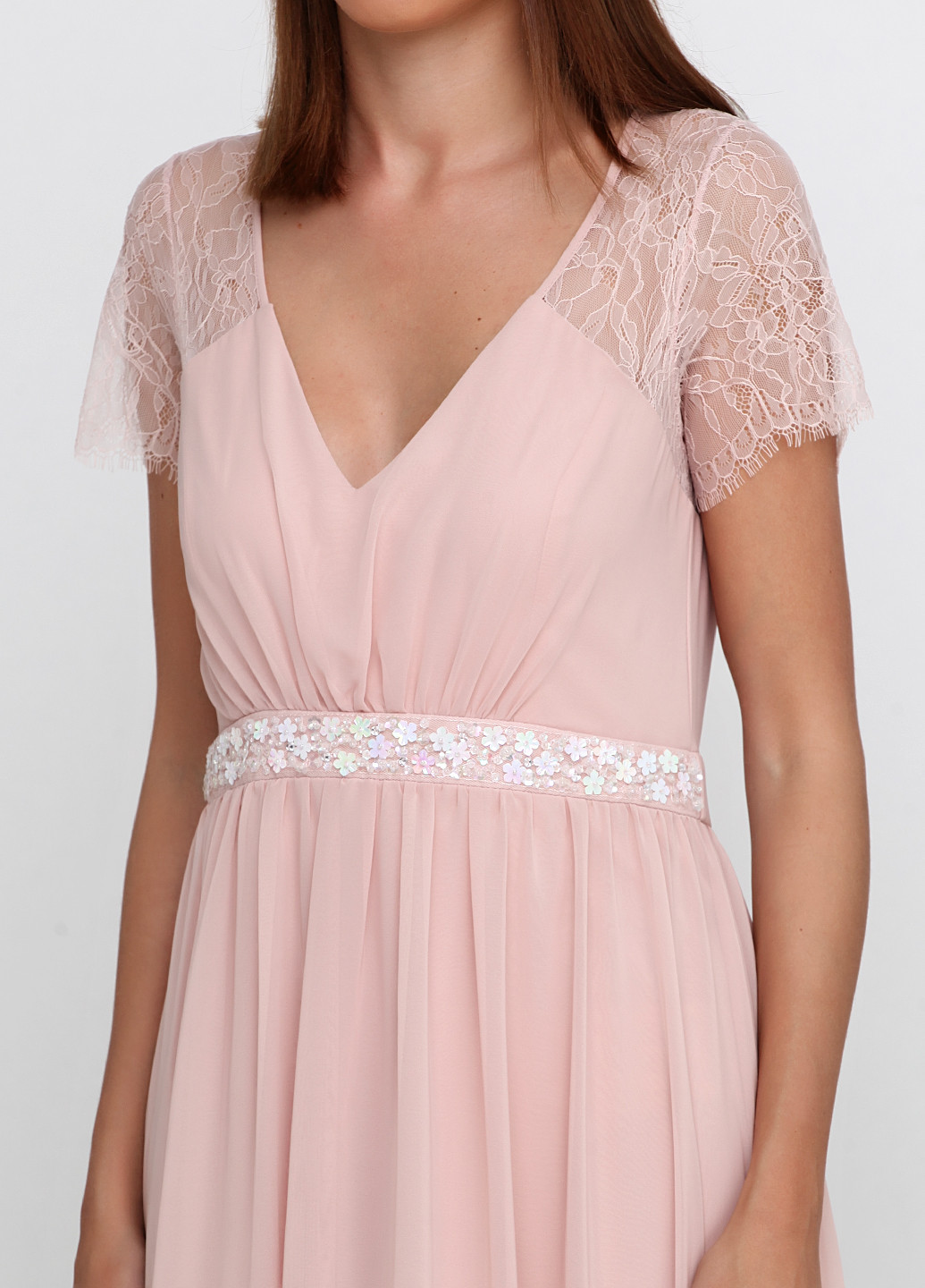 Розовое вечернее платье в стиле ампир Asos однотонное