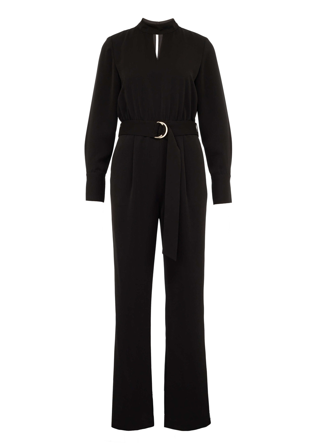 Комбинезон Orsay комбинезон-брюки однотонный чёрный деловой, кэжуал полиэстер
