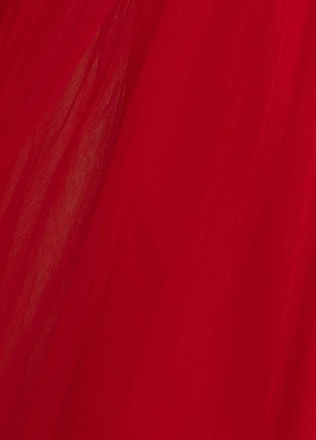 Червона святковий, вечірня сукня з пишною спідницею, з відкритою спиною, з відкритими плечима SHEIN однотонна