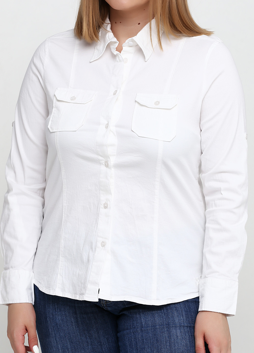 Белая кэжуал рубашка однотонная MSN