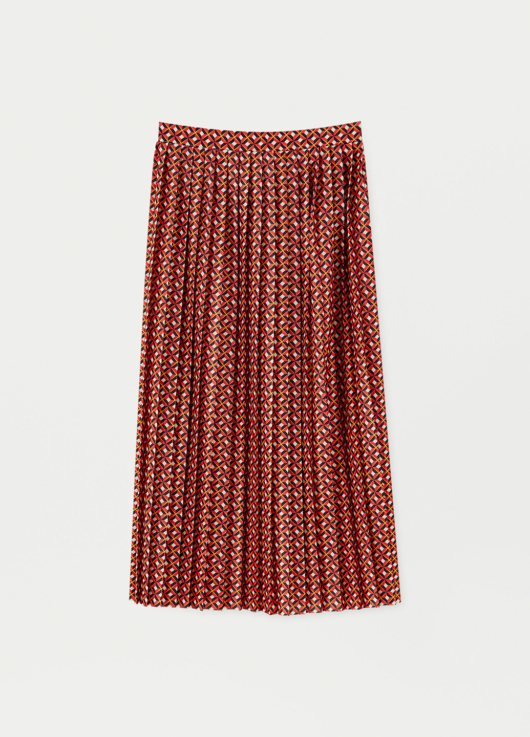 Красная кэжуал с геометрическим узором юбка Pull & Bear клешированная, плиссе