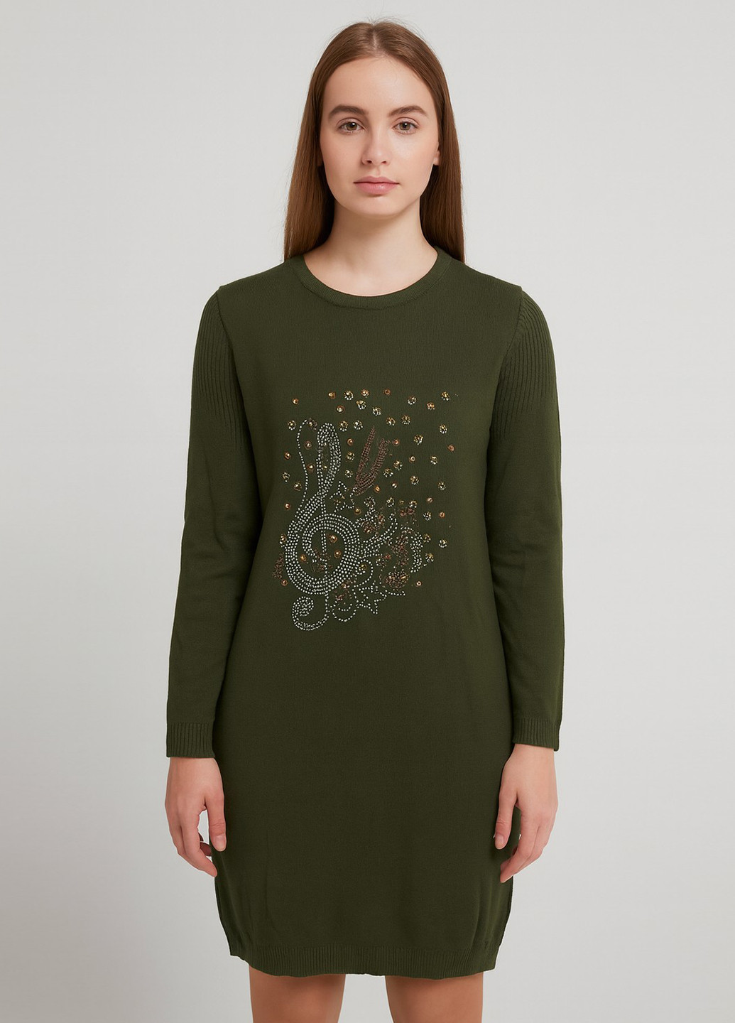 Оливкова (хакі) кежуал сукня сукня светр Imperial однотонна