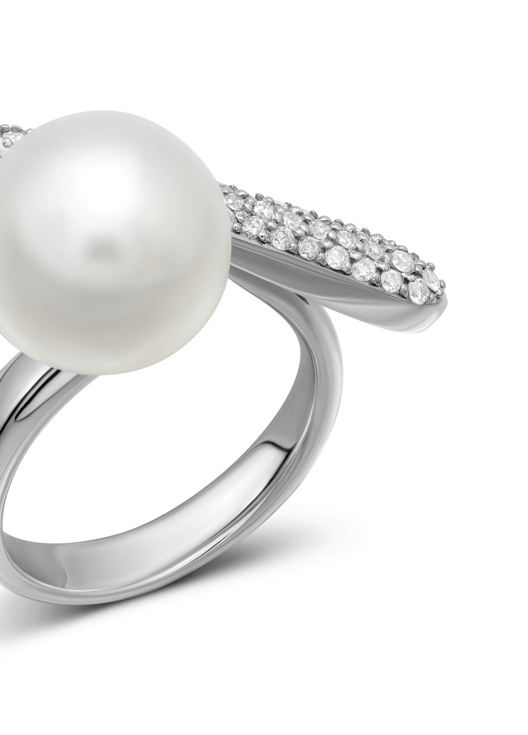 Кольцо с жемчугом и бриллиантами в белом золоте 1К039-0026 Zarina (254253239)