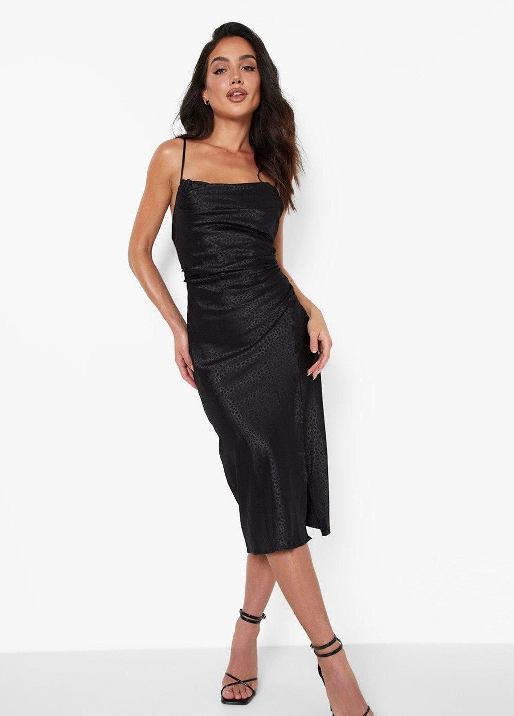 Черное кэжуал платье Boohoo леопардовый