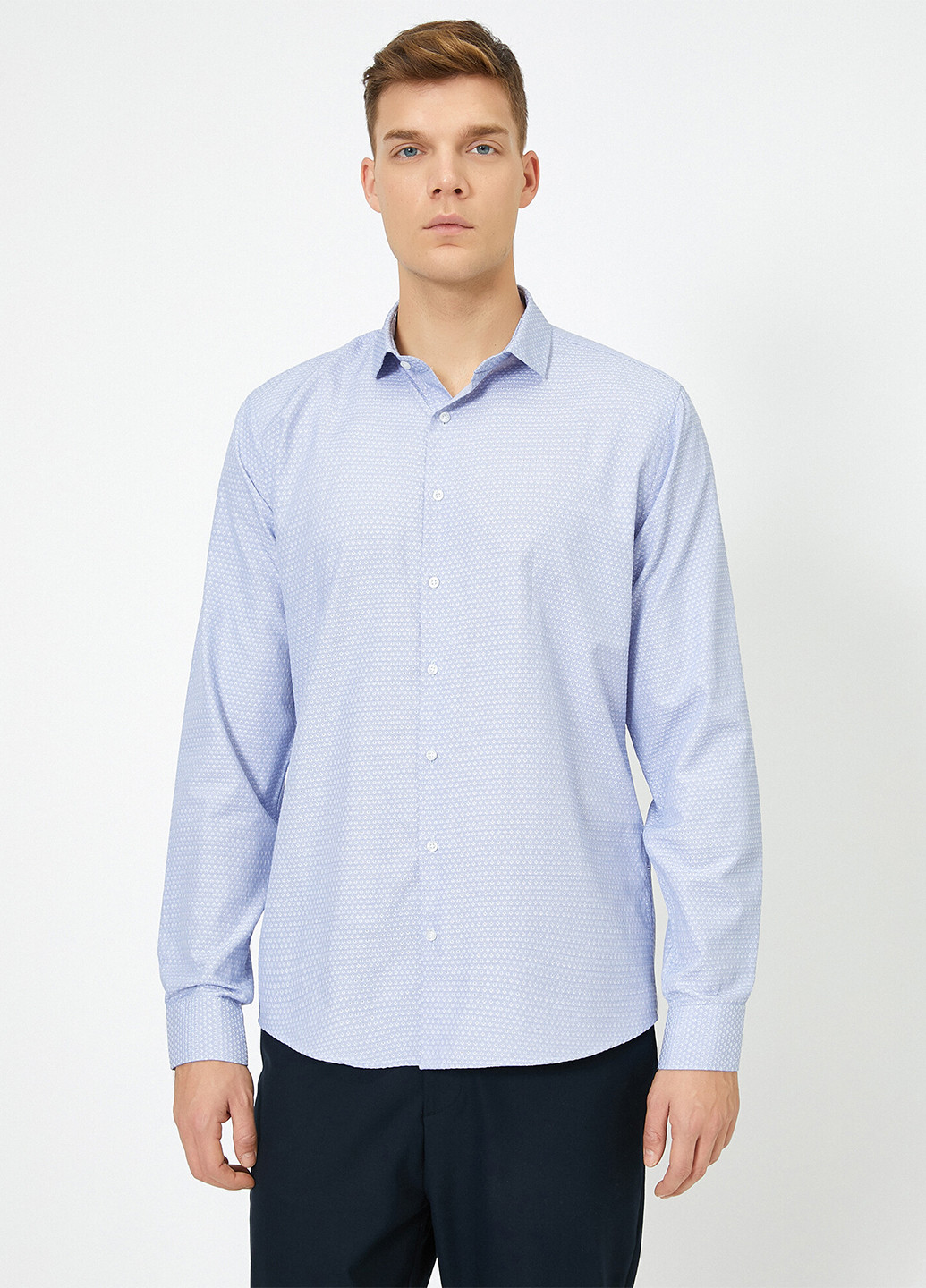 Голубой кэжуал рубашка с геометрическим узором KOTON