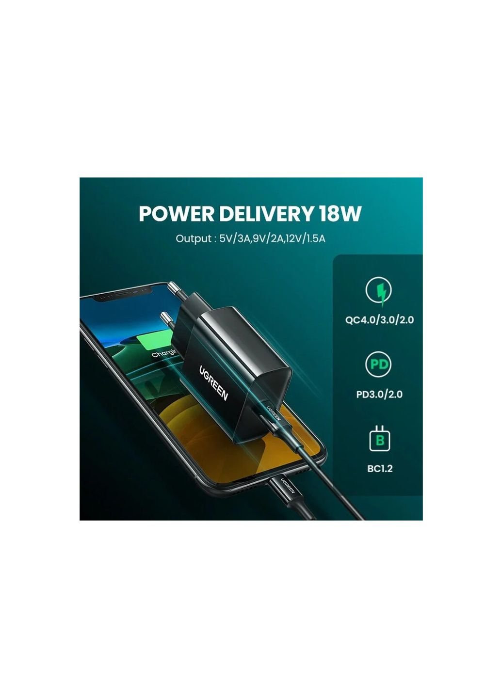 Зарядний пристрій CD137 20W Type-C PD Charger (Black) (10191) Ugreen CD137 20W Type-C PD Charger (Black) (253507180)