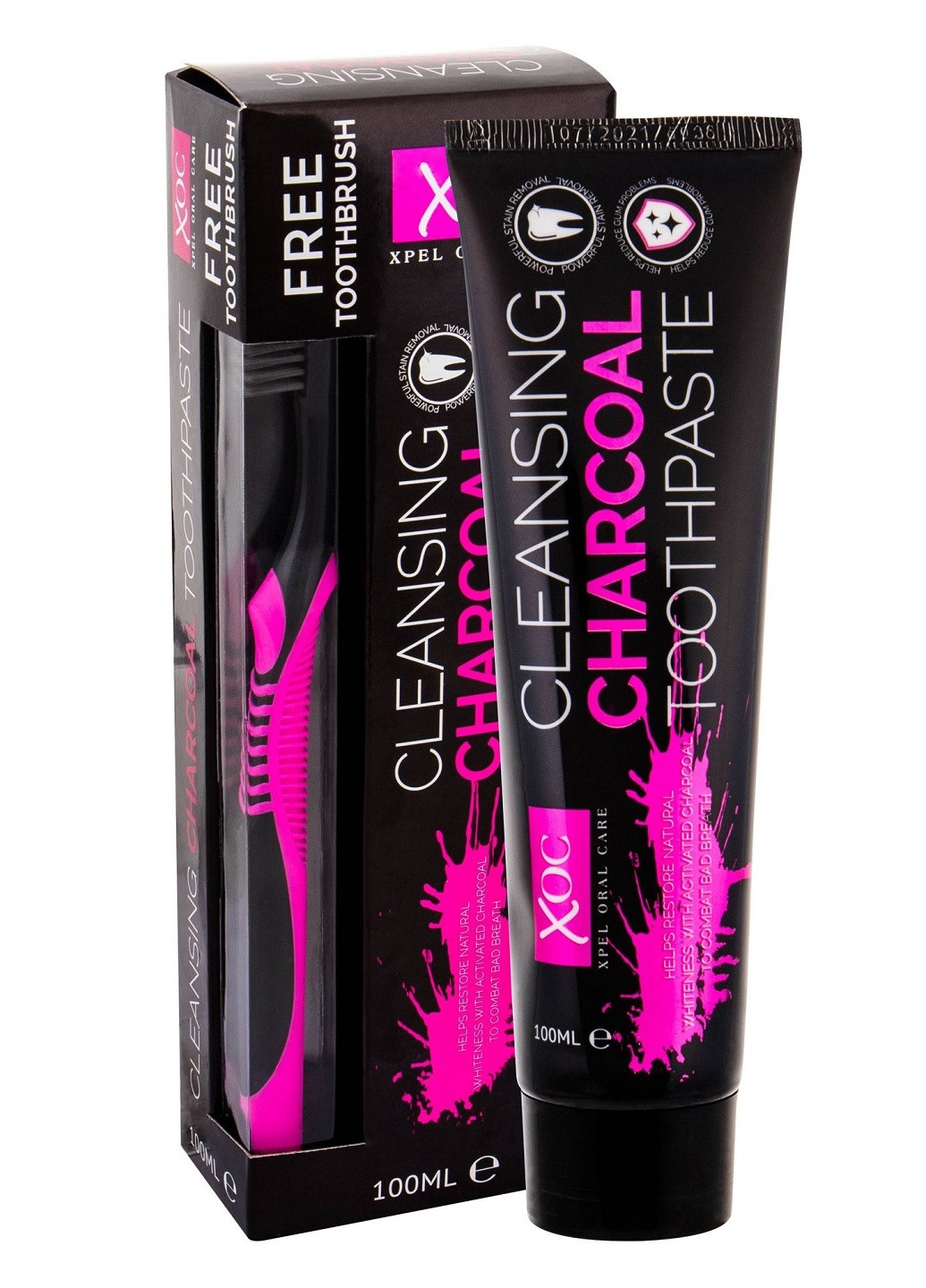 Отбеливающая зубная паста Charcoal 100мл + щетка Xpel Marketing Ltd (251154742)