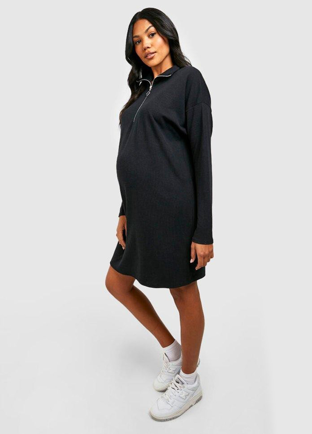Чорна кежуал, спортивна сукня для вагітних Boohoo однотонна