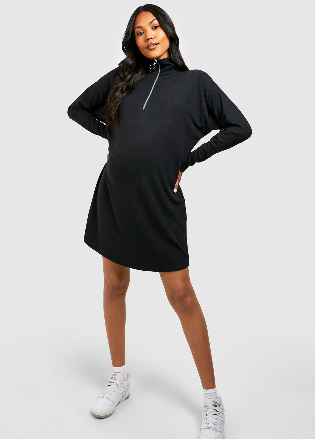 Чорна кежуал, спортивна сукня для вагітних Boohoo однотонна