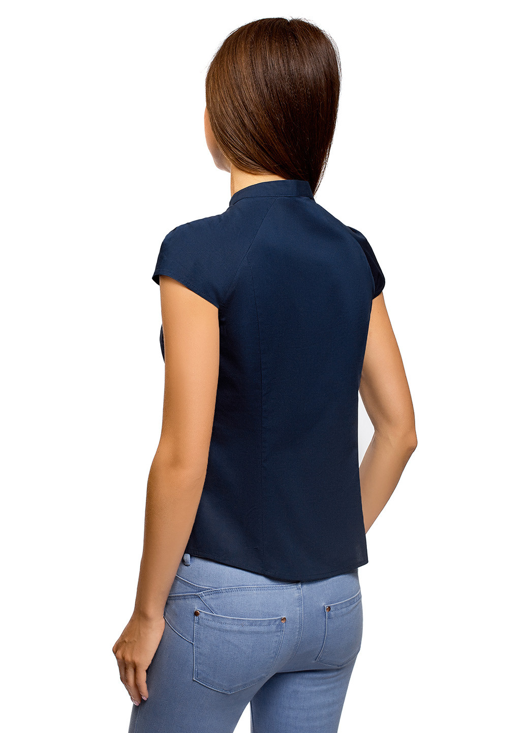 Темно-синяя летняя блуза Oodji