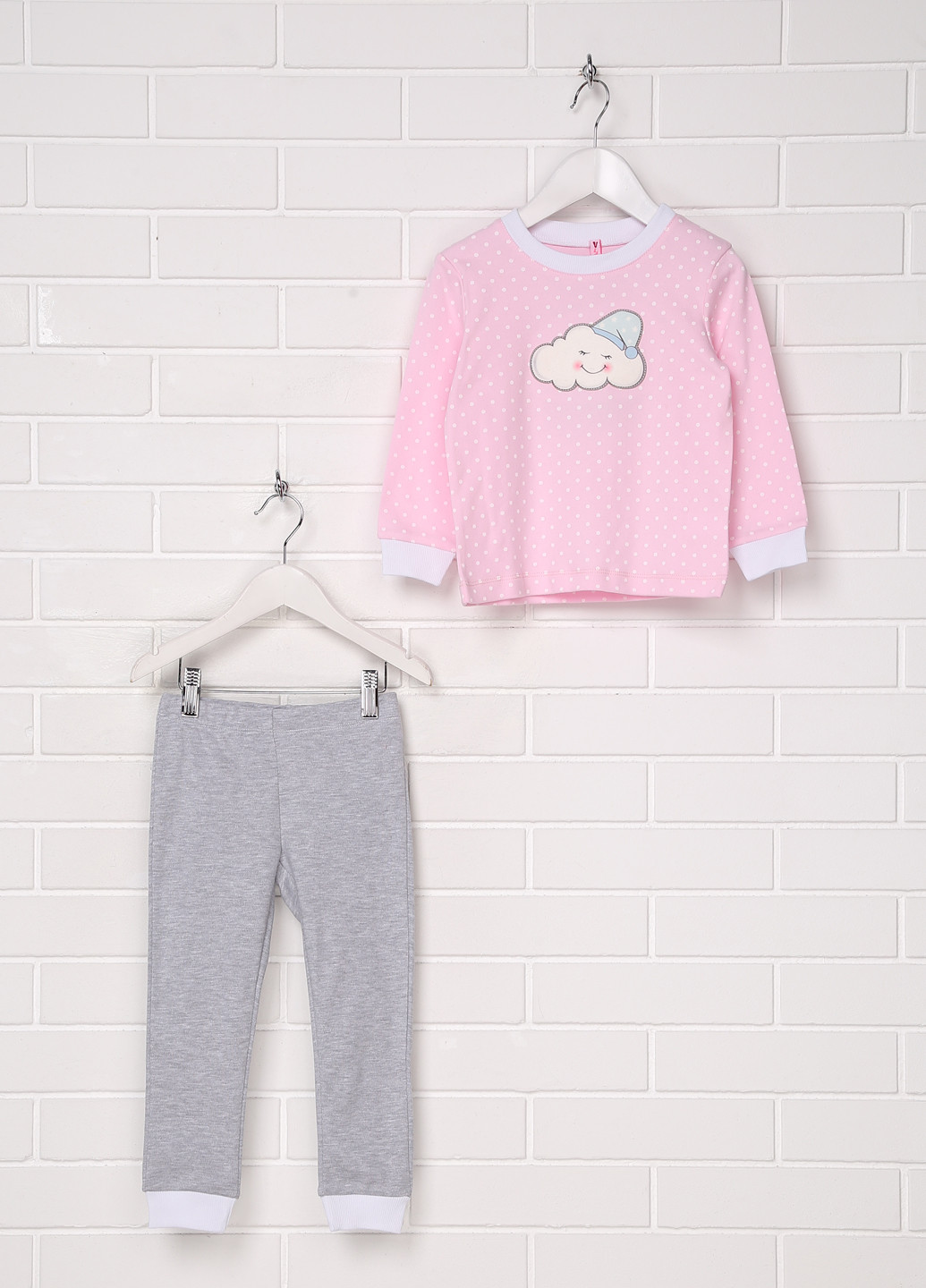 Розовая всесезон пижама (лонгслив, брюки) лонгслив + брюки Vidoli