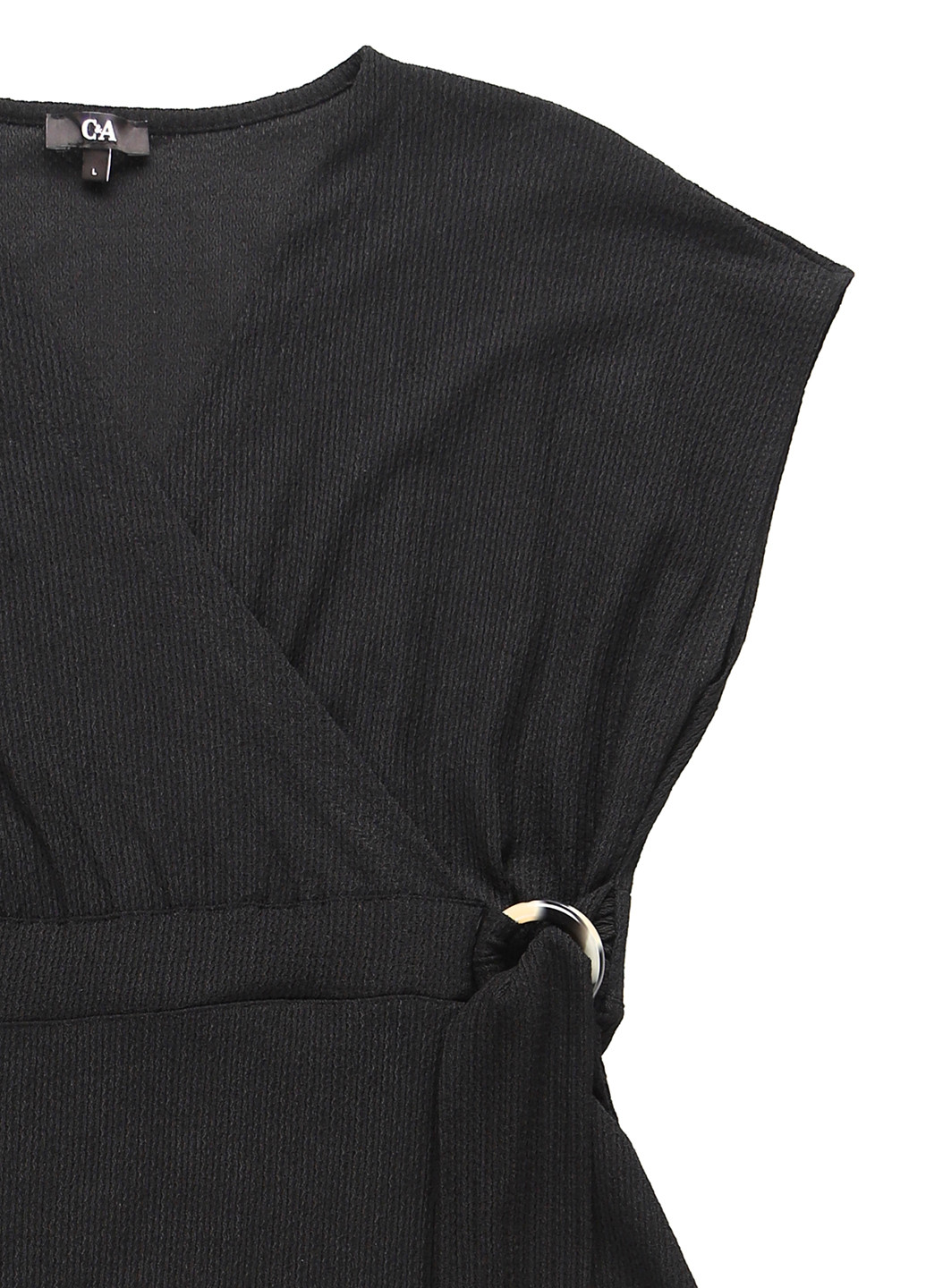 Чорна кежуал сукня на запах, плісована C&A однотонна