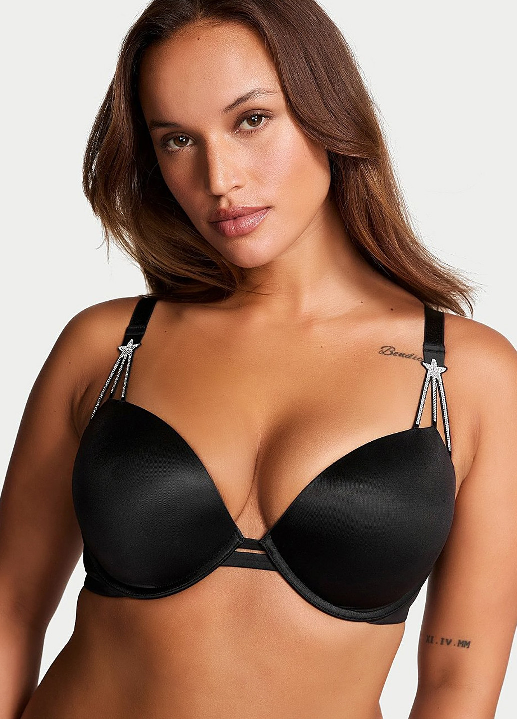 Чёрный балконет бюстгальтер Victoria's Secret с косточками полиамид