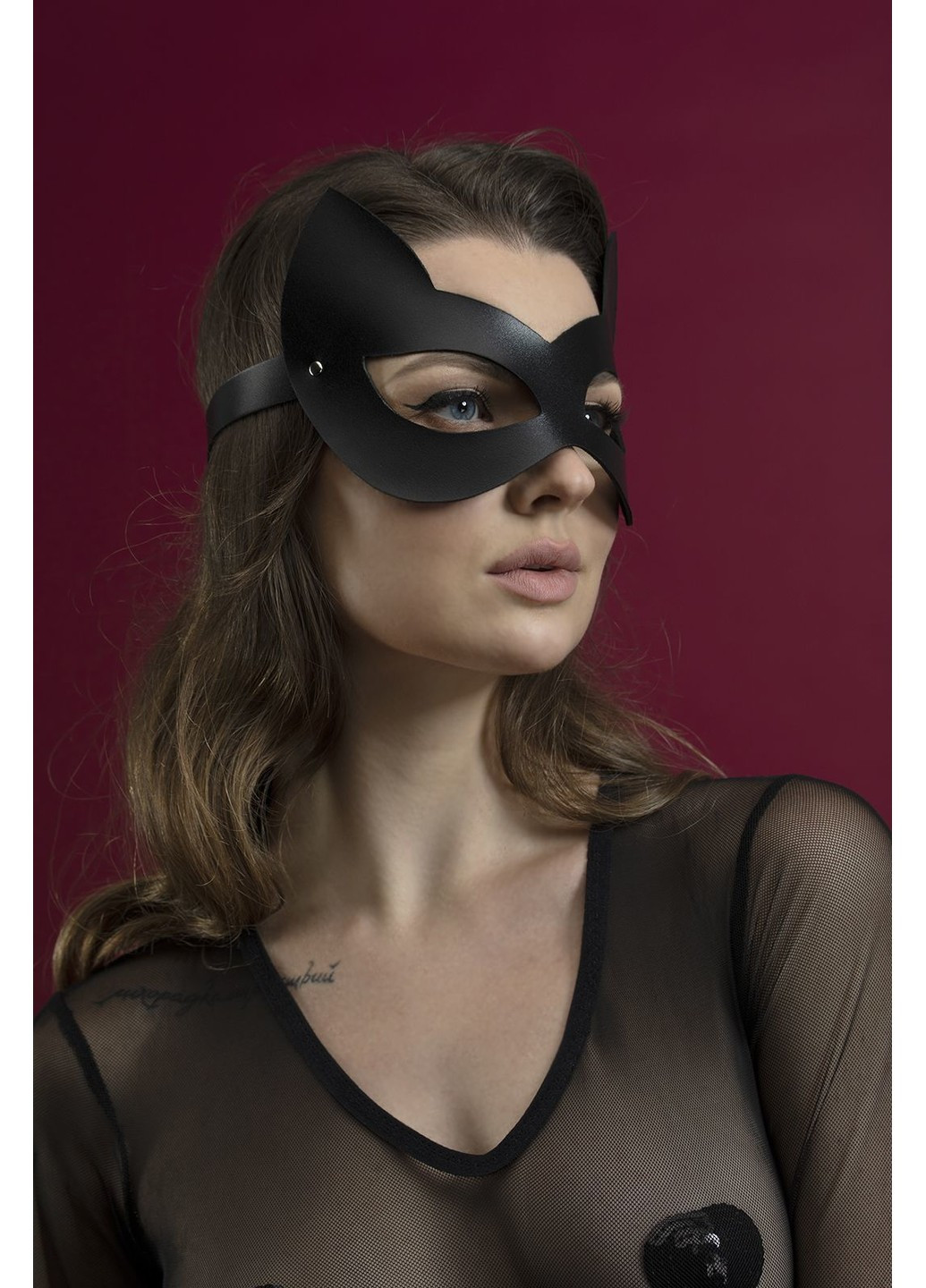 Маска кошечки - Kitten Mask, натуральная кожа, черная Feral Feelings (254885534)